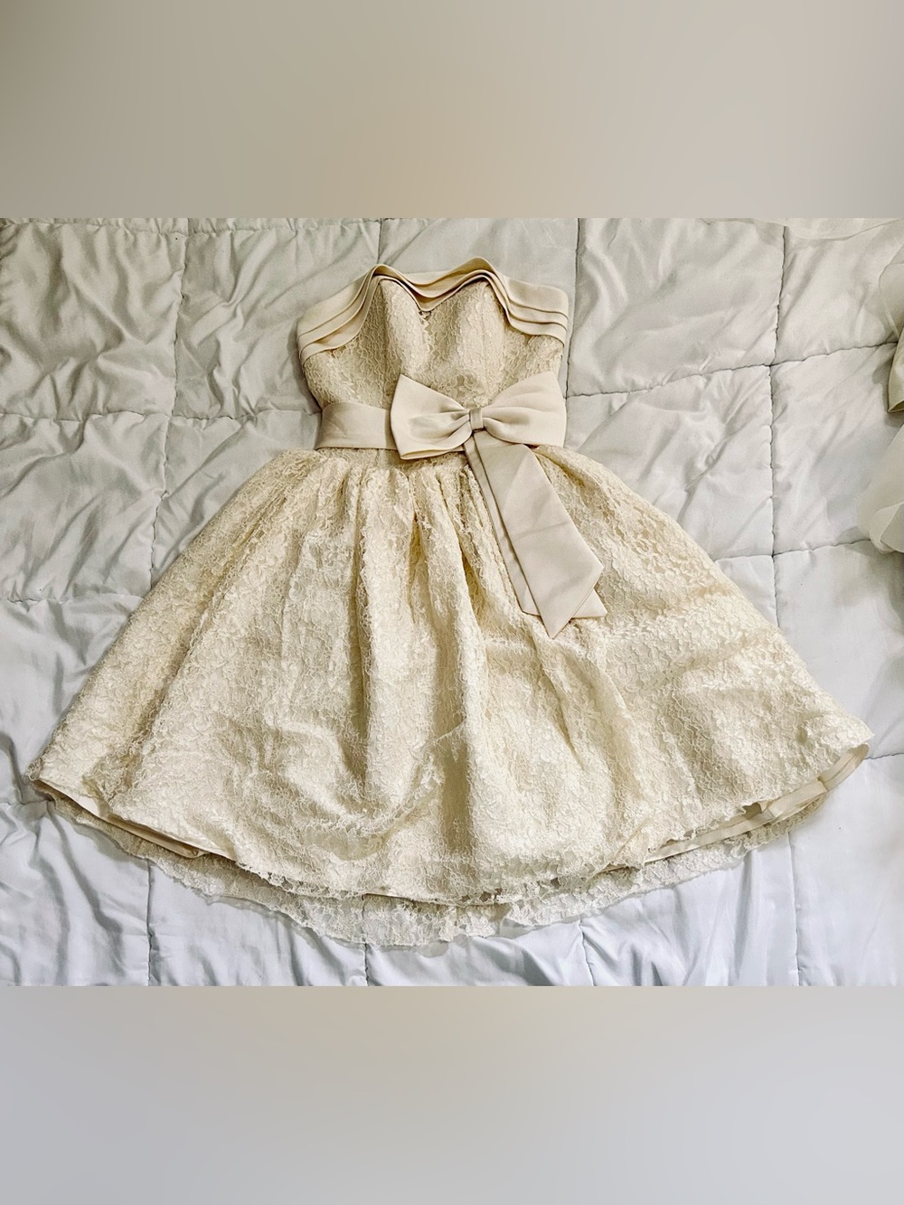 Wedding Dress with Sash Bow in Cream